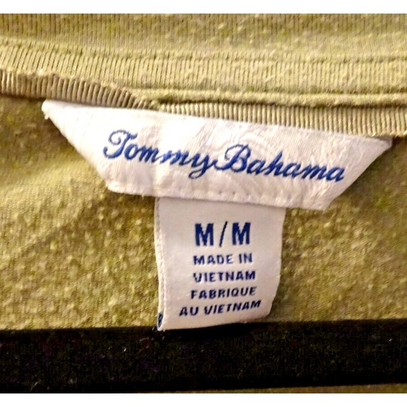 Tommy Bahama V-Neck Tee – Olive Green, Distressed Cutoff, Size - Picture 4 of 6